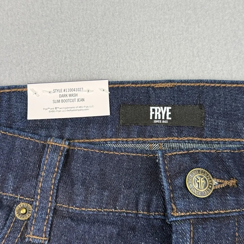 Frye Mens Slim‎ Bootcut Jeans Size 36x30 Dark Wash Casual Cotton Denim NWT